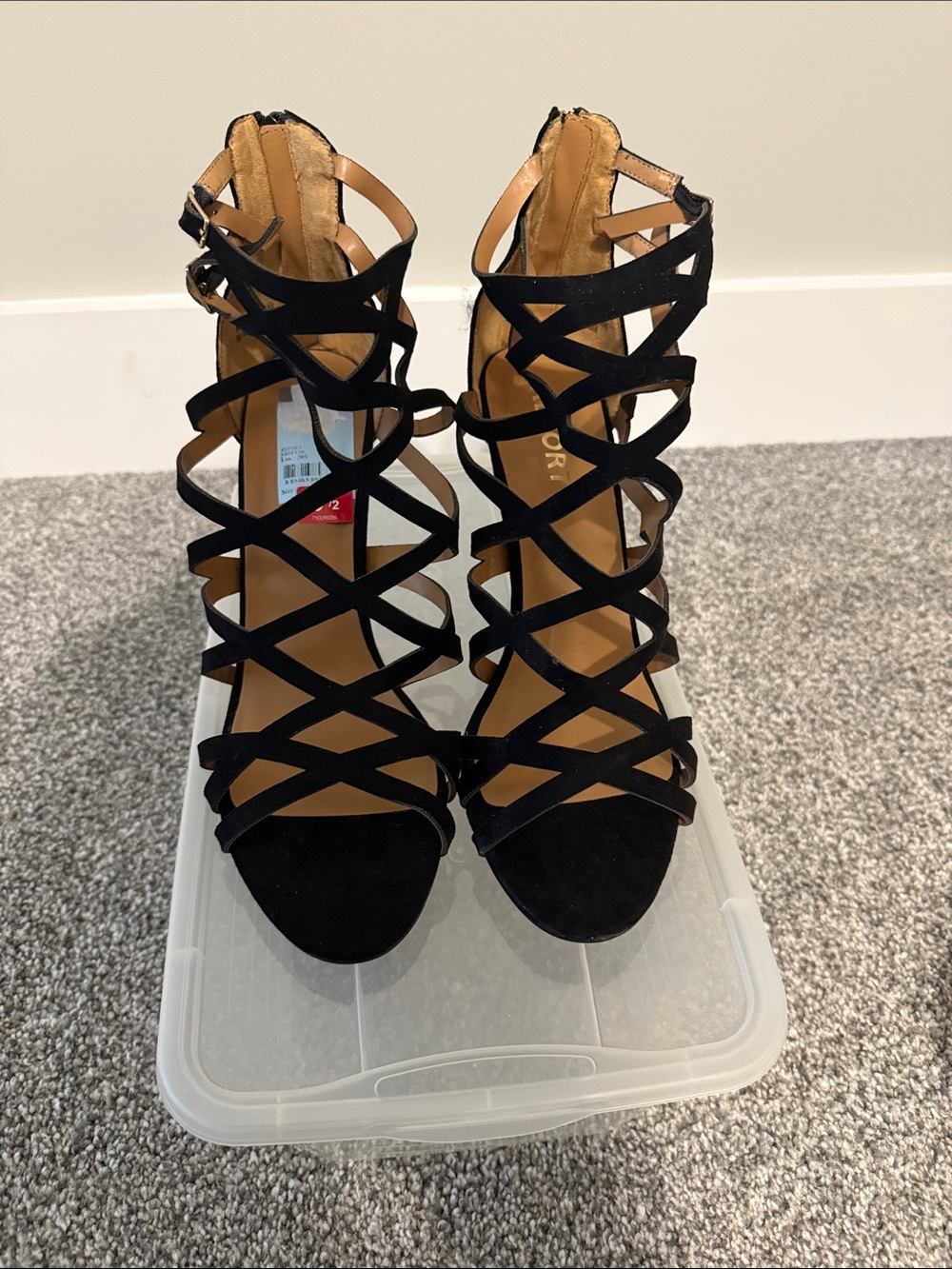 Report Black Strappy Cage Stiletto Sandals